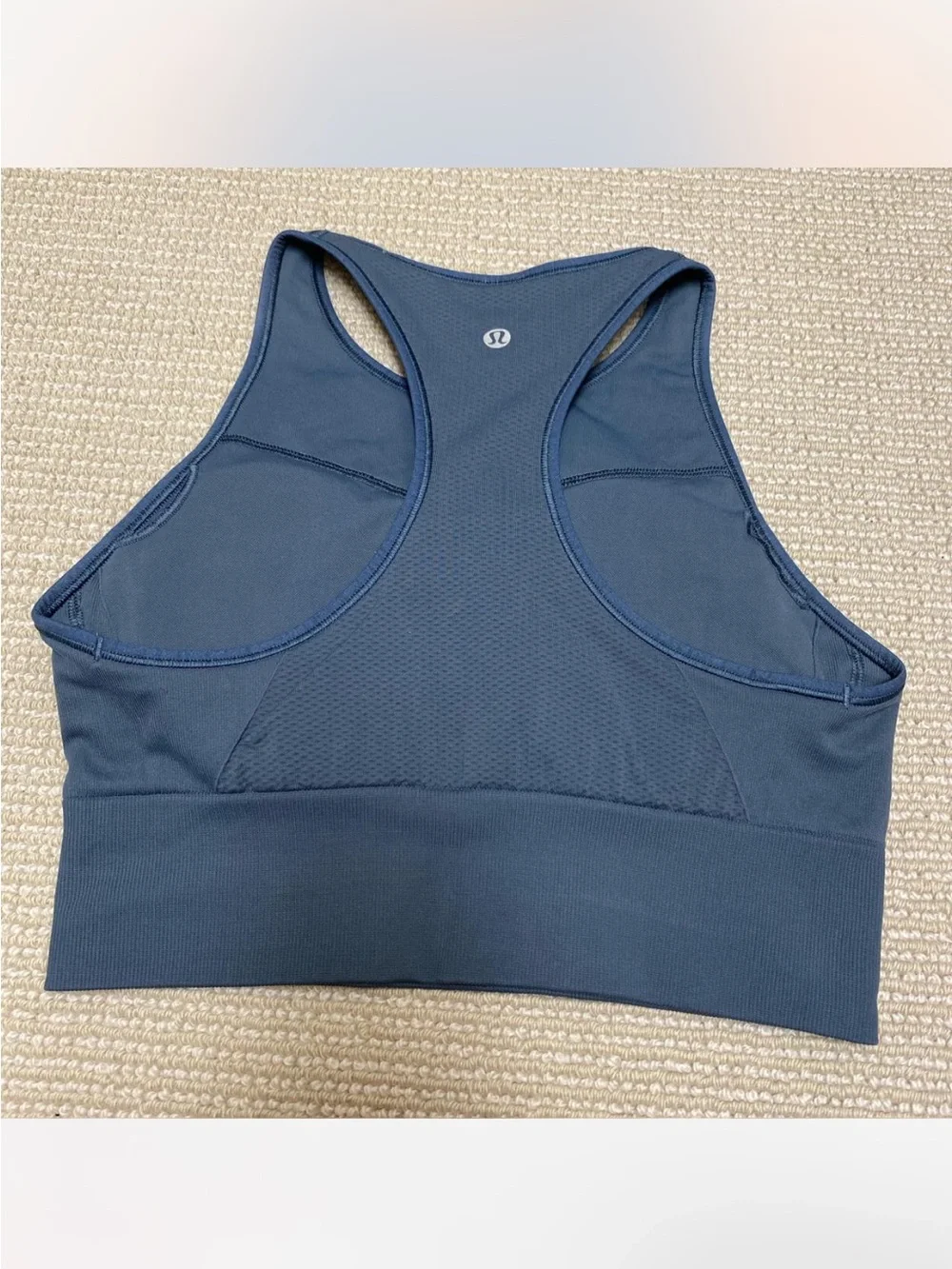 Lululemon Blue “Ebb to Train” Razorback Sports Bra